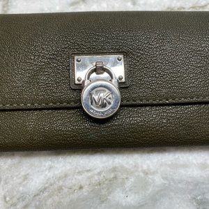 Olive green leather Michael Kors wallet